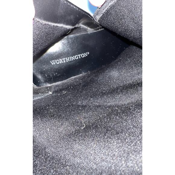 Worthington Black Leather High Heel Mid Calf Square Toe Zip Up Boots Size 9M - Picture 9 of 10